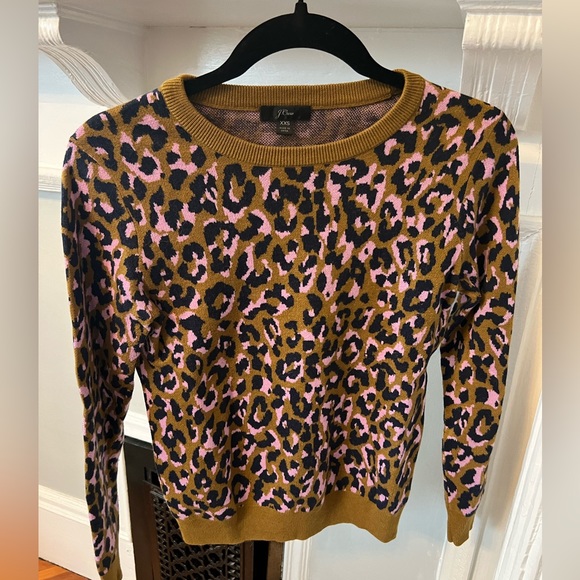JCrew leopard sweater in navy and pink - Picture 2 of 6